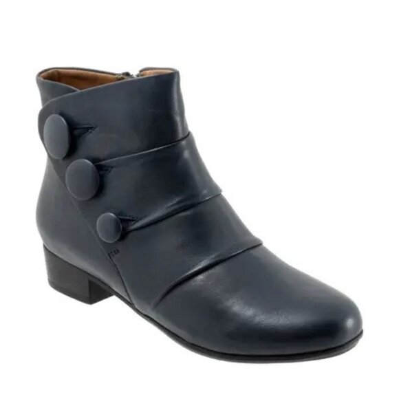 Trotters Mila Leather Ankle Boots Navy - 8.5W - Picture 1 of 12